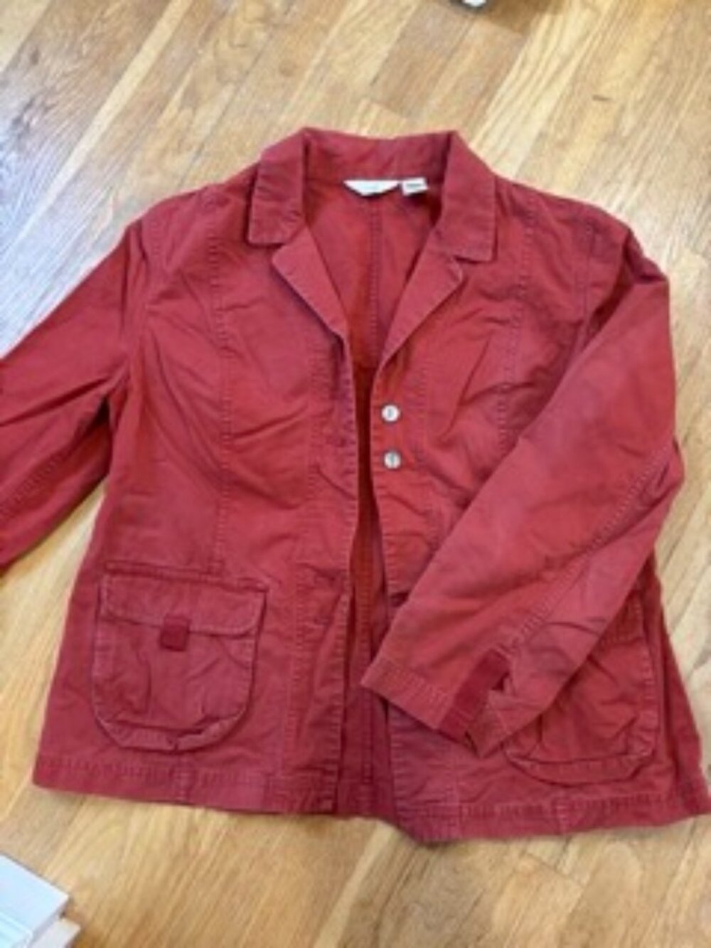 J. Jill Red Vintage Cargo Jacket Blazer